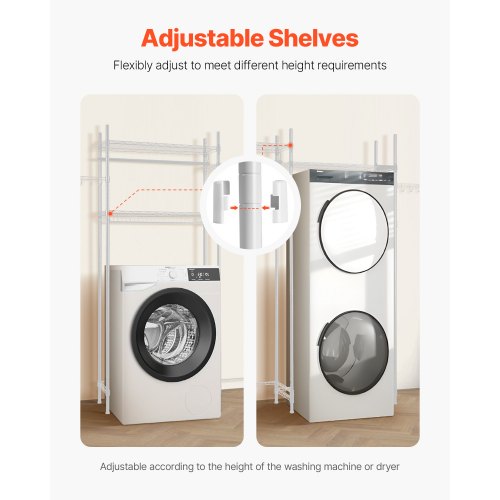 Over Washer and Dryer Storage Shelves 4 Tiers Laundry Room Drying Rack