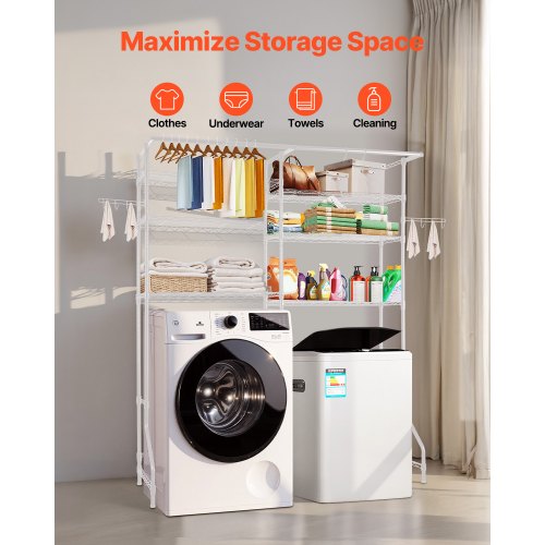 Over Washer and Dryer Storage Shelves 6 Tiers Laundry Room Drying Rack