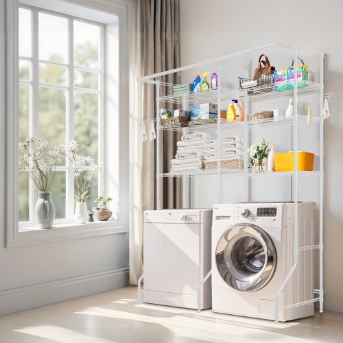 Over Washer and Dryer Storage Shelves 6 Tiers Laundry Room Drying Rack