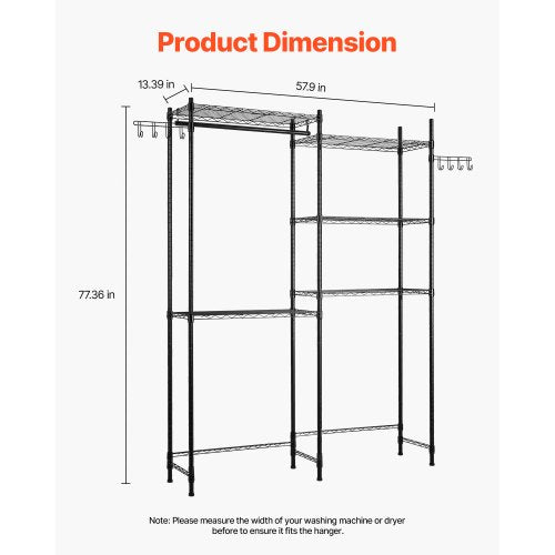 Over Washer and Dryer Storage Shelves 5 Tiers Laundry Room Drying Rack