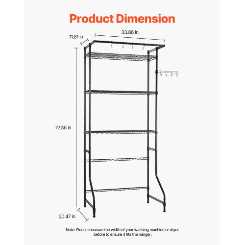Over Washer and Dryer Storage Shelf 3 Tiers Laundry Room Drying Rack