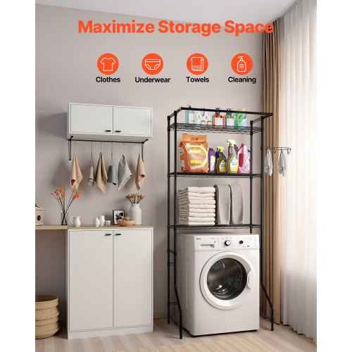 Over Washer and Dryer Storage Shelf 3 Tiers Laundry Room Drying Rack