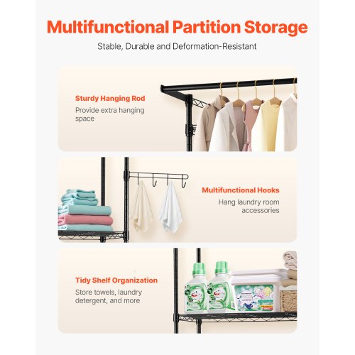 Over Washer and Dryer Storage Shelf 3 Tiers Laundry Room Drying Rack