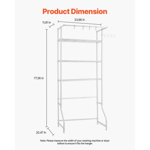 Over Washer and Dryer Storage Shelf 3 Tiers Laundry Room Drying Rack