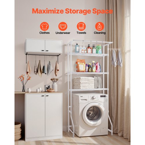 Over Washer and Dryer Storage Shelf 3 Tiers Laundry Room Drying Rack