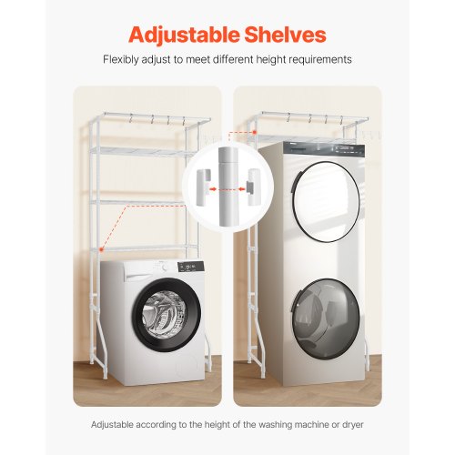 Over Washer and Dryer Storage Shelf 3 Tiers Laundry Room Drying Rack