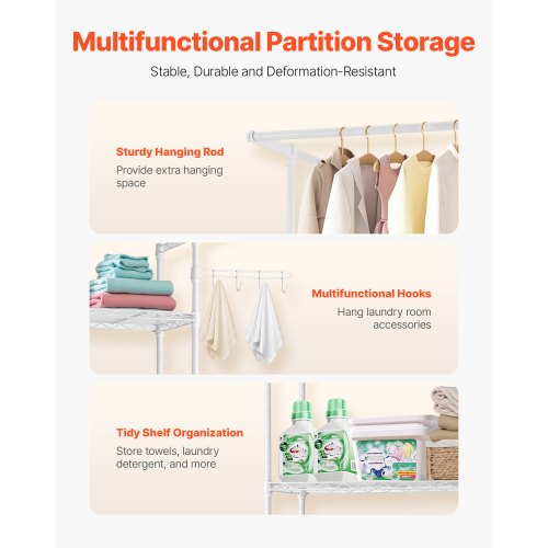 Over Washer and Dryer Storage Shelf 3 Tiers Laundry Room Drying Rack