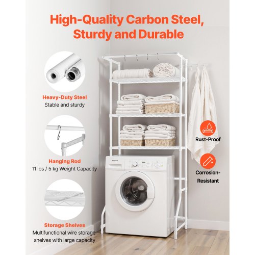 Over Washer and Dryer Storage Shelf 3 Tiers Laundry Room Drying Rack