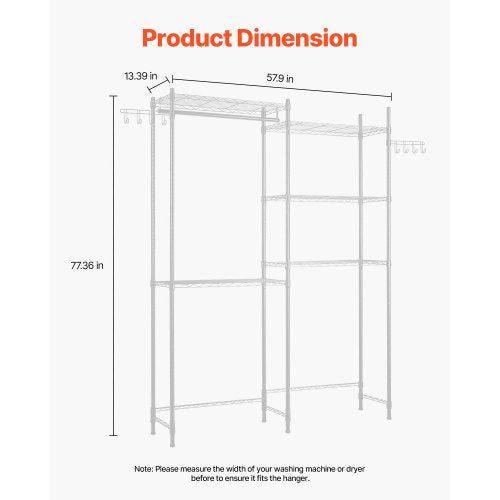 Over Washer and Dryer Storage Shelves 5 Tiers Laundry Room Drying Rack
