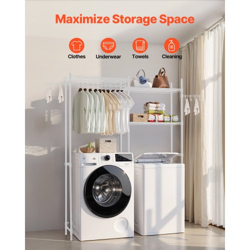 Over Washer and Dryer Storage Shelves 5 Tiers Laundry Room Drying Rack