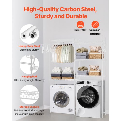 Over Washer and Dryer Storage Shelves 5 Tiers Laundry Room Drying Rack