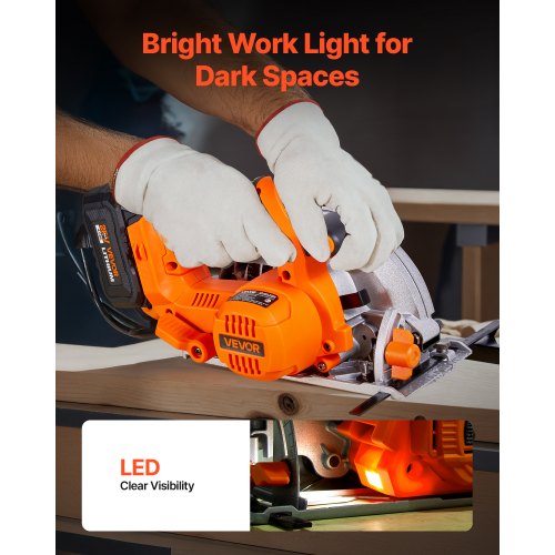 Cordless Circular Saw 612 inch Blade 4700 RPM Speed45 Degree Bevel