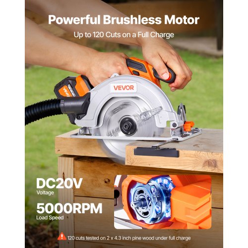 Cordless Circular Saw 714 inch Blade 5000 RPM Speed45 Degree Bevel