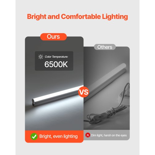 LED Shop Light 6 Pack T5 Integrated Single Fixture 4FT 2200lm 6500K