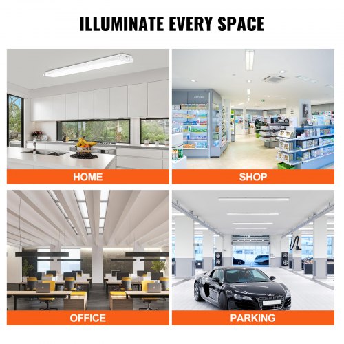 4FT LED Wraparound Light 50W 5500LM Flush Mount LED Shop Light