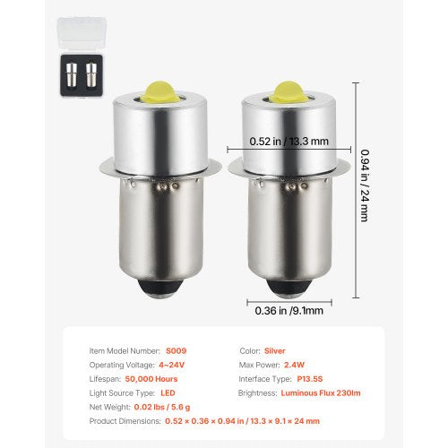 LED Flashlight Bulbs P135S 412 Volt 230LM Flashlight Conversion