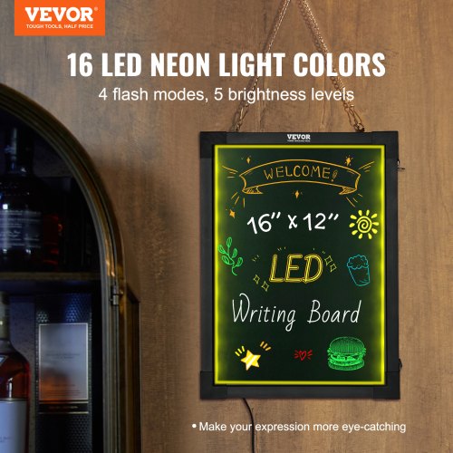 LED Message Writing Board 16x12 Illuminated Erasable Lighted Chalkboard