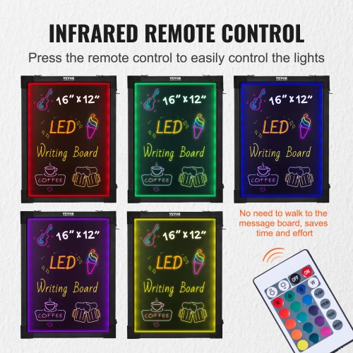 LED Message Writing Board 16x12 Illuminated Erasable Lighted Chalkboard