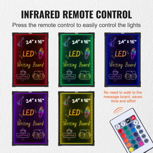 LED Message Writing Board 24x16 Illuminated Erasable Lighted Chalkboard