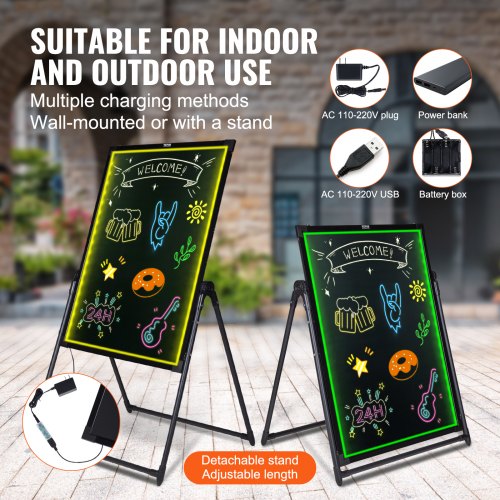 LED Message Writing Board 32x24 Illuminated Erasable Lighted Chalkboard