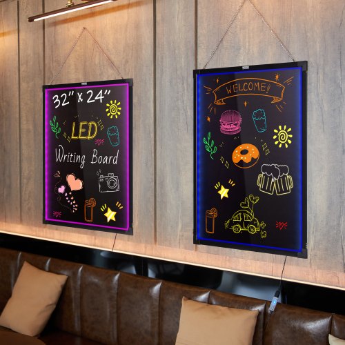 LED Message Writing Board 32x24 Illuminated Erasable Lighted Chalkboard
