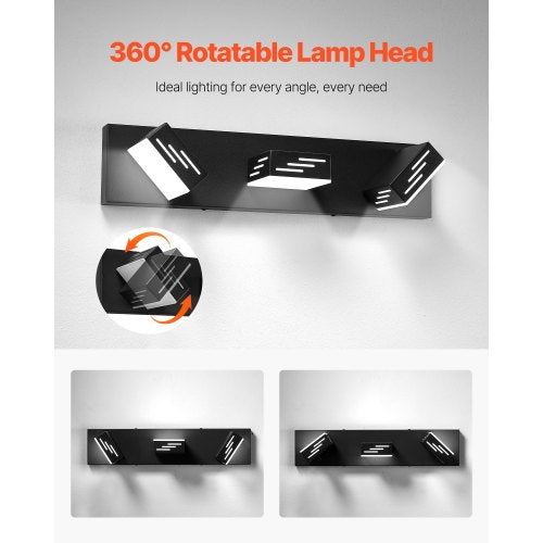 3Light LED Modern Vanity Light Fixtures 1969Inch Black Finish Bathroom