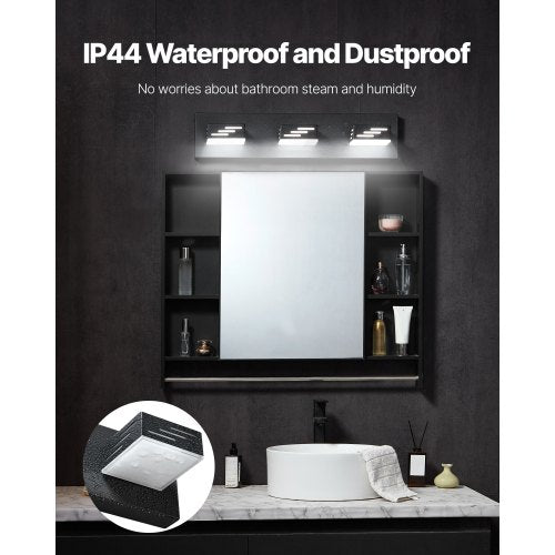3Light LED Modern Vanity Light Fixtures 1969Inch Black Finish Bathroom