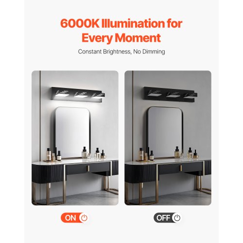 3Light LED Modern Vanity Light Fixtures 1969Inch Black Finish Bathroom