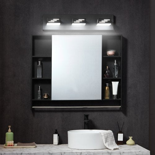 3Light LED Modern Vanity Light Fixtures 1969Inch Black Finish Bathroom