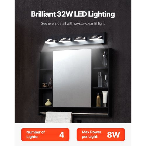 4Light LED Modern Vanity Light Fixtures 2559Inch Black Finish Bathroom