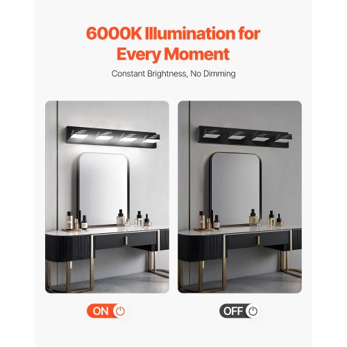4Light LED Modern Vanity Light Fixtures 2559Inch Black Finish Bathroom