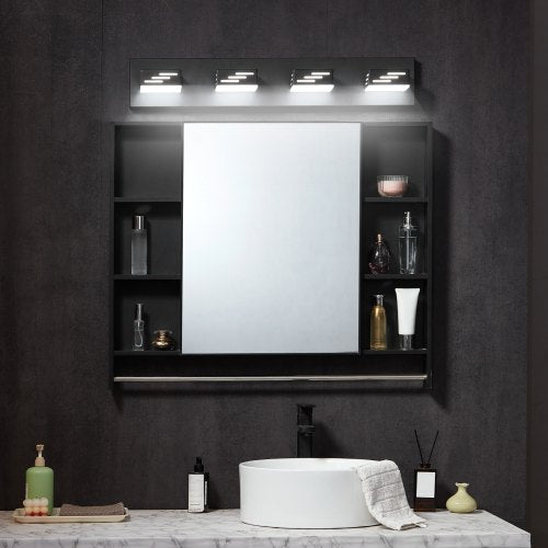 4Light LED Modern Vanity Light Fixtures 2559Inch Black Finish Bathroom
