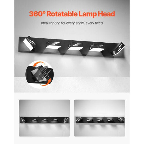 5Light LED Modern Vanity Light Fixtures 3346Inch Black Finish Bathroom