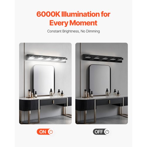 5Light LED Modern Vanity Light Fixtures 3346Inch Black Finish Bathroom