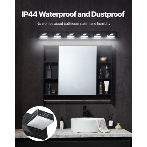 6Light LED Modern Vanity Light Fixtures 4035Inch Black Finish Bathroom