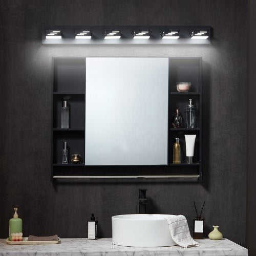 6Light LED Modern Vanity Light Fixtures 4035Inch Black Finish Bathroom