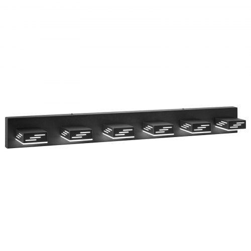 6Light LED Modern Vanity Light Fixtures 4035Inch Black Finish Bathroom