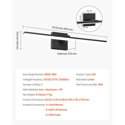 Bathroom Vanity Light Bar 2402Inch LED Modern Light Fixture Over Mirror
