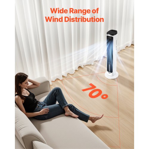 Tower Fan 233fts Velocity Quiet Floor Fan 70° Oscillating Fans for Indoors