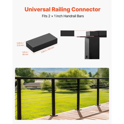 2 Pack Handrail Connectors Flat Extension Stair Railing Accessories POM