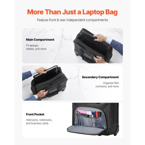 Rolling Laptop Bag Fits Up to 15.6 Inch Laptop Wheeled Briefcase Roller