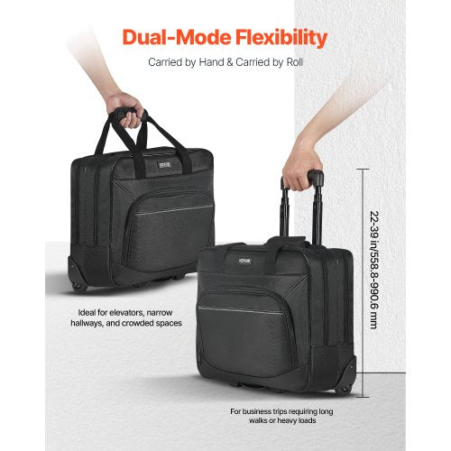 Rolling Laptop Bag Fits Up to 15.6 Inch Laptop Wheeled Briefcase Roller