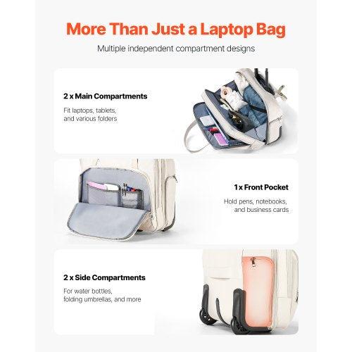 Rolling Laptop Bag Fits Up to 15.6 Inch Laptop Wheeled Briefcase Roller