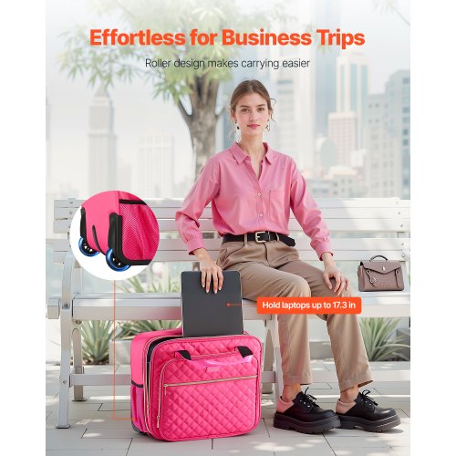 Rolling Laptop Bag Fits Up to 17.3 Inch Laptop Wheeled Briefcase Roller