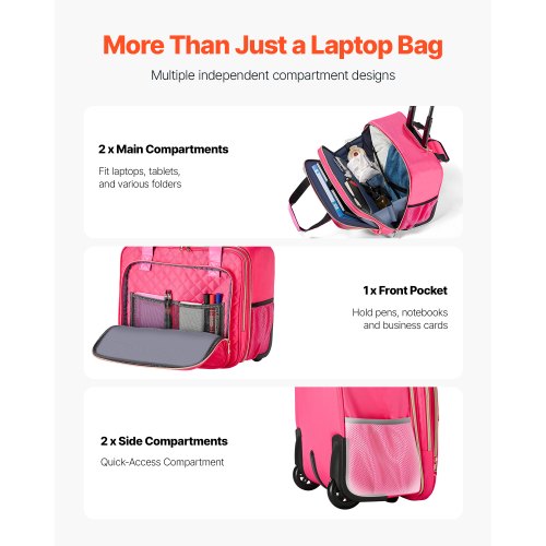 Rolling Laptop Bag Fits Up to 17.3 Inch Laptop Wheeled Briefcase Roller