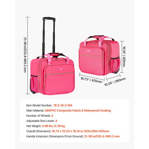 Rolling Laptop Bag Fits Up to 17.3 Inch Laptop Wheeled Briefcase Roller