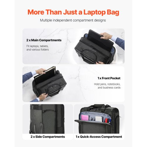 Rolling Laptop Bag Fits Up to 17.3 Inch Laptop Wheeled Briefcase Roller