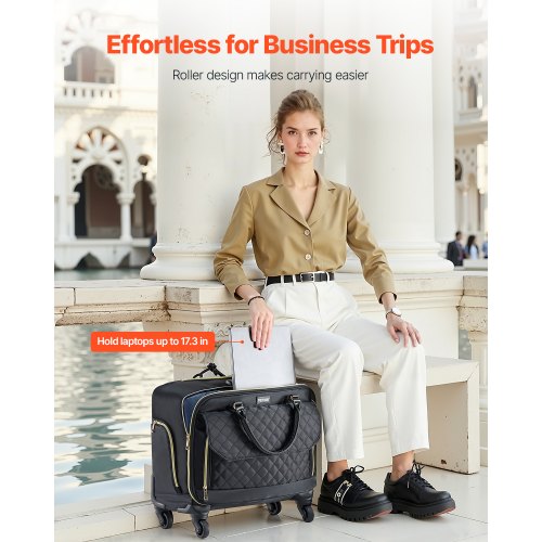 Rolling Laptop Bag Fits Up to 17.3 Inch Laptop Wheeled Briefcase Roller