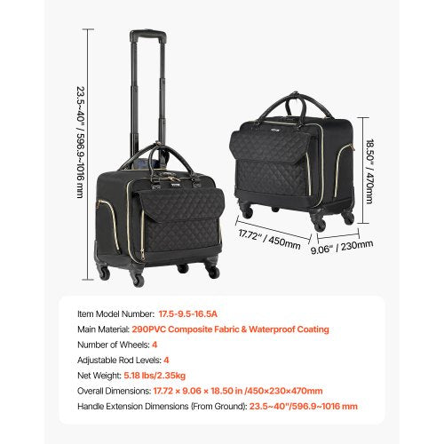 Rolling Laptop Bag Fits Up to 17.3 Inch Laptop Wheeled Briefcase Roller