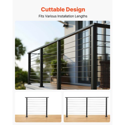6.5 ft Complete Cable Railing Kit with Post 35 inch Tall Matte Black